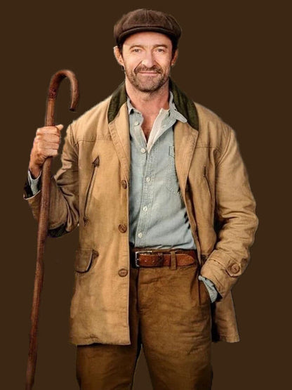 Hugh Jackman Three Bags Full: A Sheep Detective Brown Cotton Jacket 