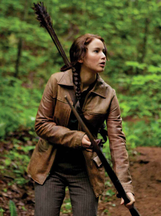 Hunger Games Katniss Brown Leather Jacket