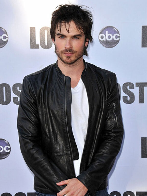 Ian Somerhalder Black Leather Jacket 