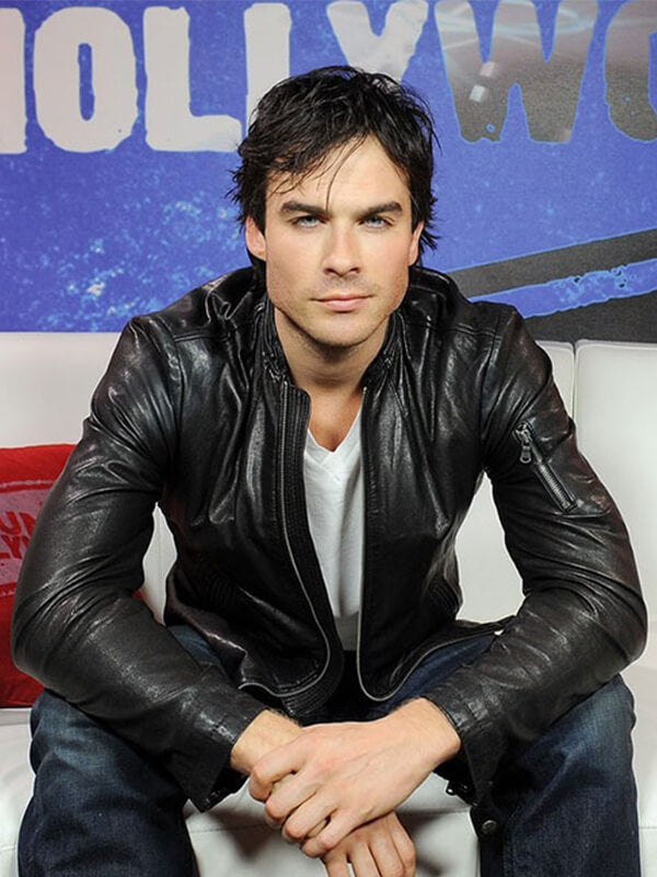 Ian Somerhalder Black Leather Jacket 