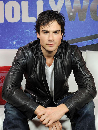 Ian Somerhalder Black Leather Jacket 