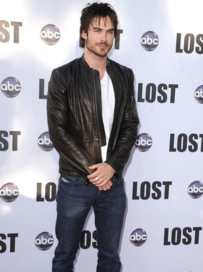 Ian Somerhalder Black Leather Jacket 