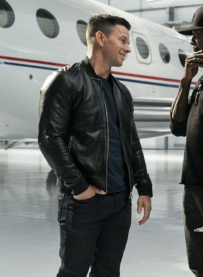 Infinite 2012 Mark Wahlberg Black Leatheer Jacket