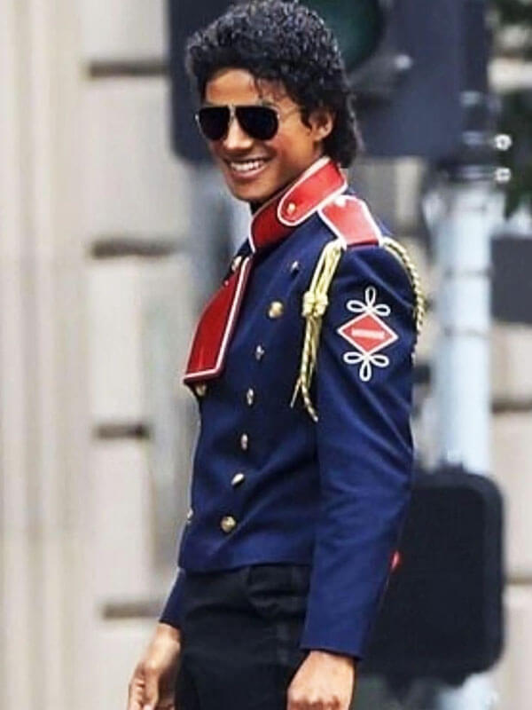 Jaafar Jackson Michael 2025 Blue Milatry Leather Jacket 