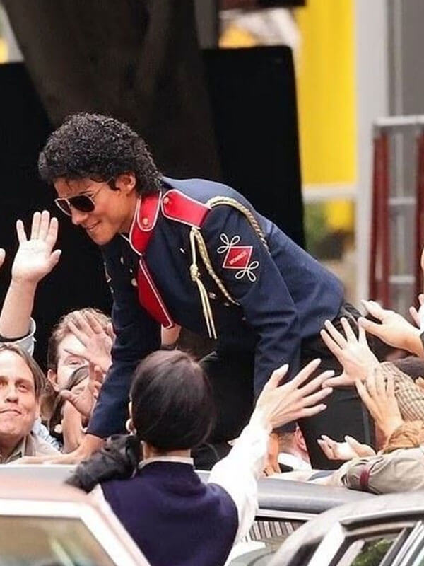 Jaafar Jackson Michael 2025 Blue Milatry Leather Jacket 