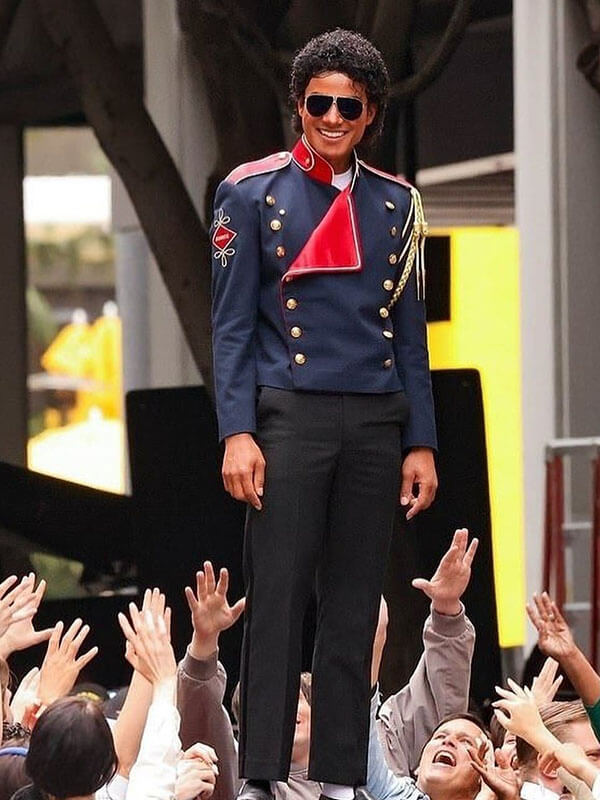 Jaafar Jackson Michael 2025 Blue Milatry Leather Jacket 