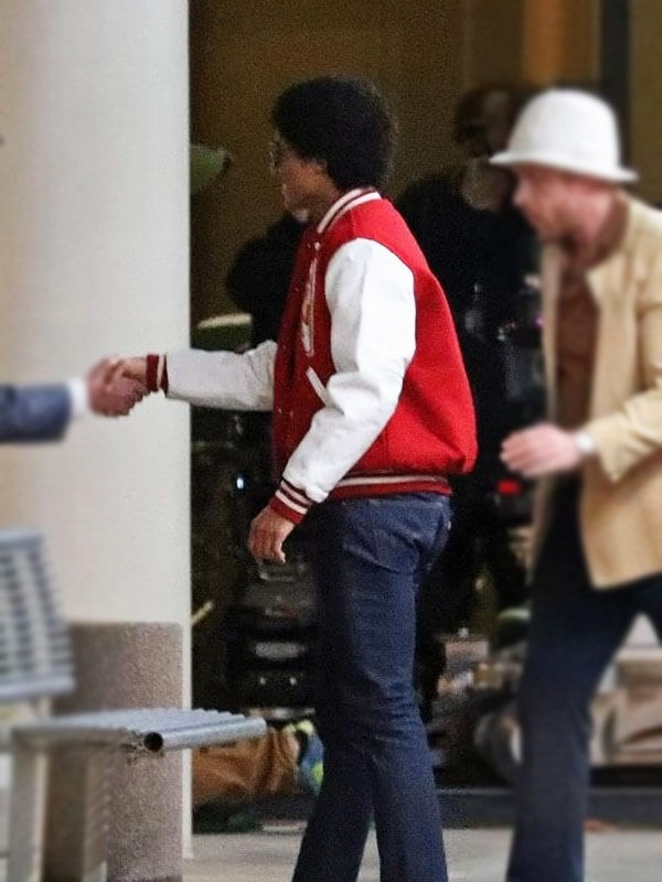 Jaafar Jackson Michael 2025 Red Varsity Jacket