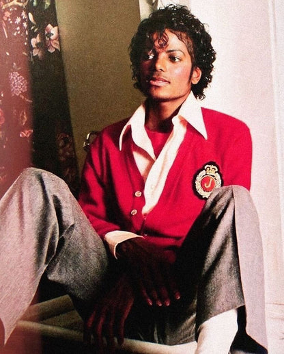Jaafar Jackson Michael 2026 Red Cardigan Jacket
