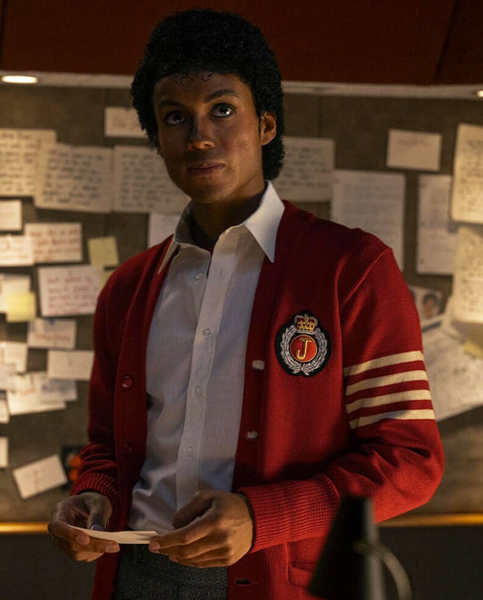 Jaafar Jackson Michael 2026 Red Cardigan Jacket
