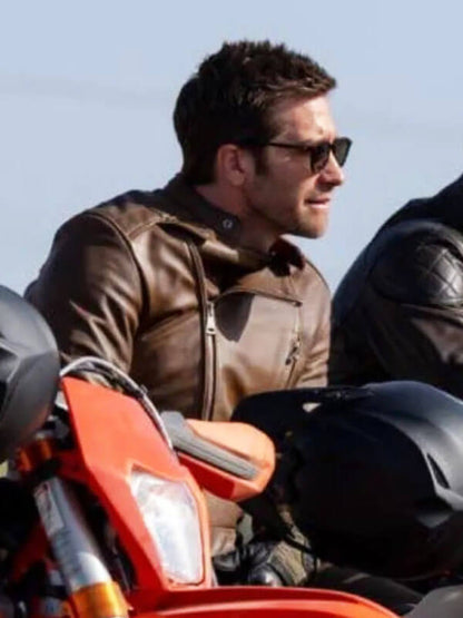 Jack Gyllenhaal In The Grey 2026 Brown Leather Jacket