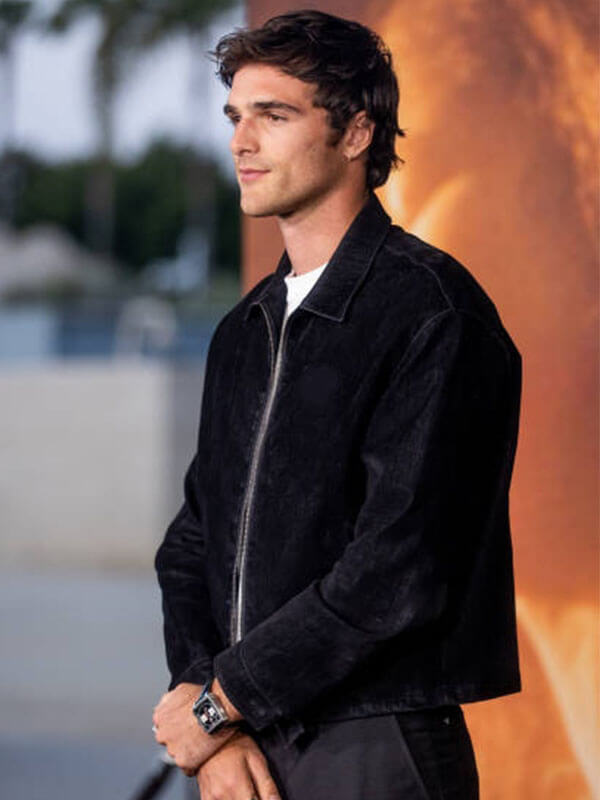 Jacob Elordi Euphoria Premiere Black Velvet Jacket