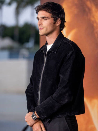 Jacob Elordi Euphoria Premiere Black Velvet Jacket