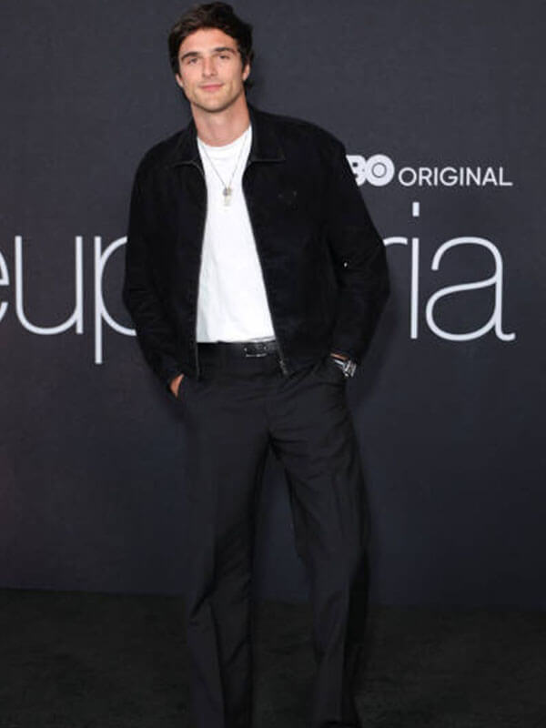 Jacob Elordi Euphoria Premiere Black Velvet Jacket