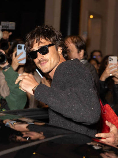 Jacob Elordi Italy Sighting Grey Tweed Jacket