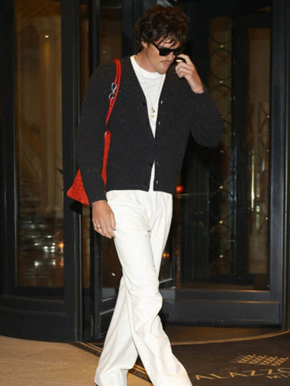 Jacob Elordi Italy Sighting Grey Tweed Jacket