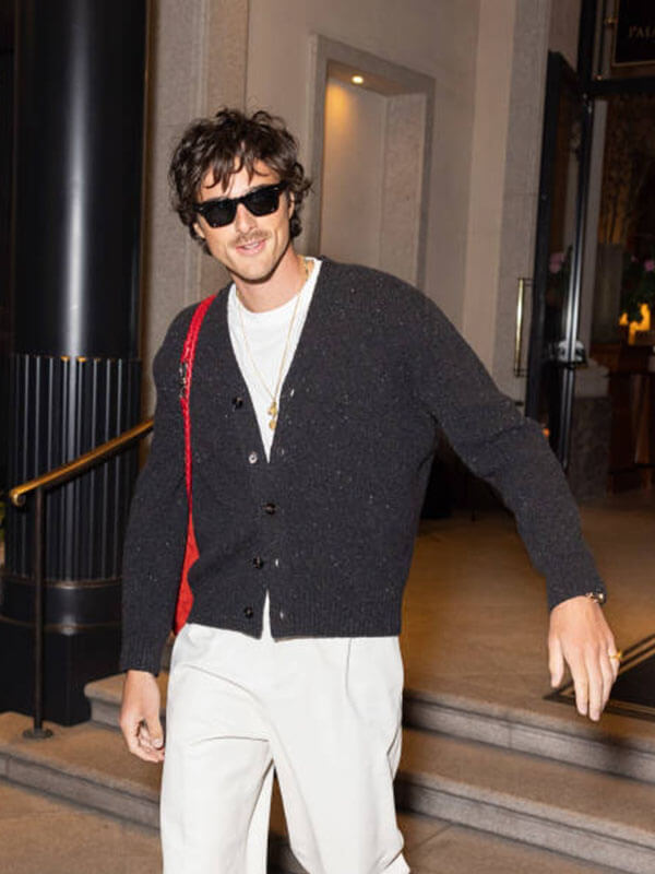 Jacob Elordi Italy Sighting Grey Tweed Jacket