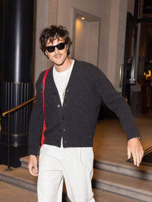 Jacob Elordi Italy Sighting Grey Tweed Jacket