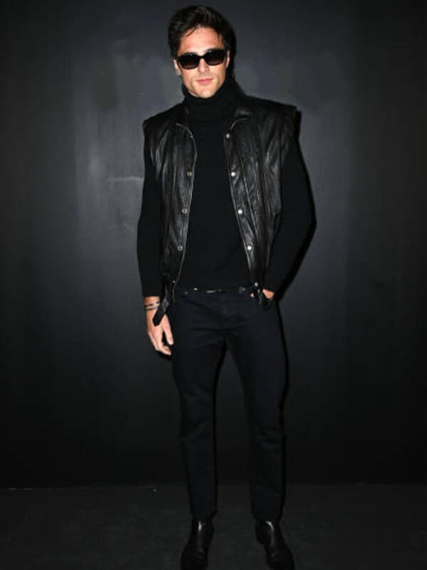 Jacob Elordi Paris Sighting Black Leather Vest