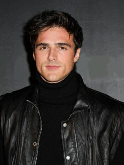 Jacob Elordi Paris Sighting Black Leather Vest