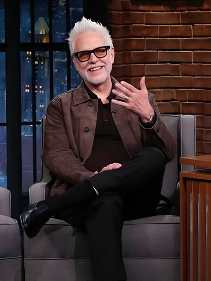 James Gun Superman 2025 Brown Suede leather jacket