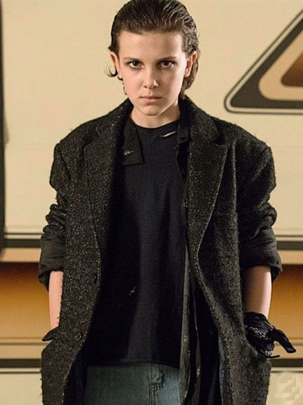 Jane Hopper Stranger Things Season 02  Black Wool Coat