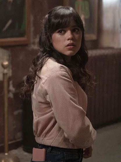 Jenna Ortega Scream 6 Pink Corduroy Jacket