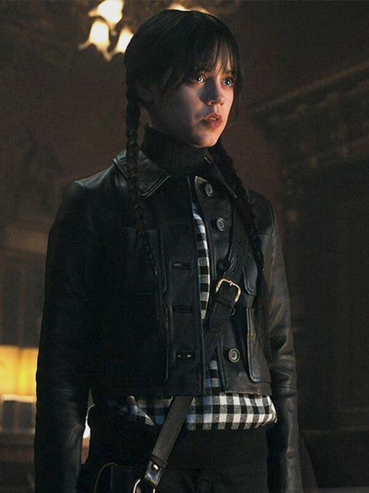Jenna Ortega Wednesday Black Leather Jacket