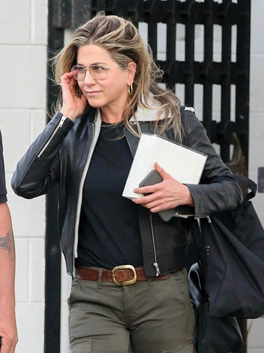 Jennifer Aniston Black Fur Leather Jacket