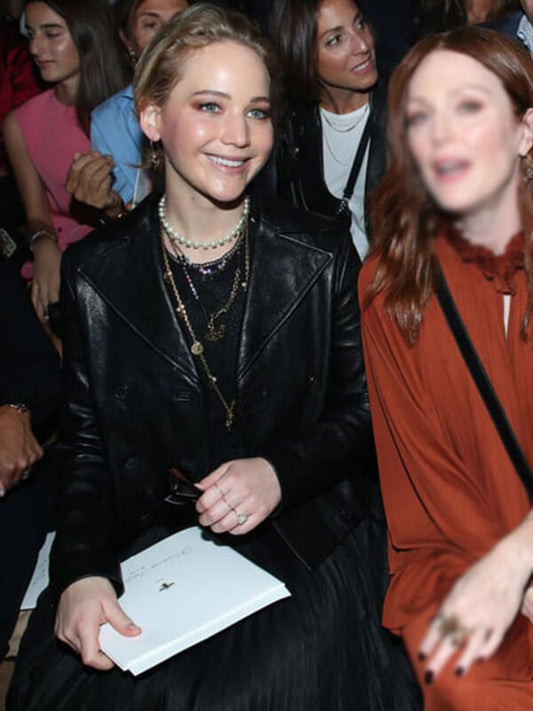 Jennifer Lawrence Black Leather Jacket 