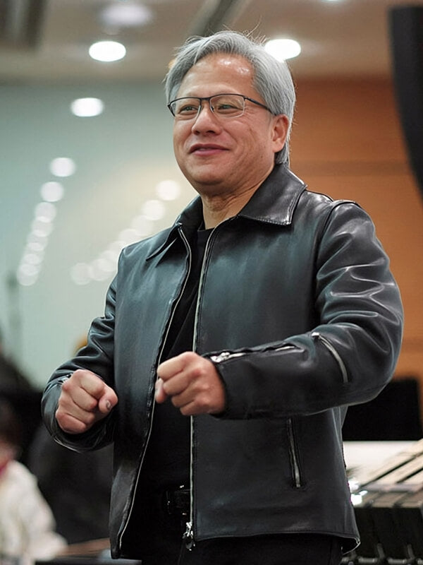 Jensun Huang Black Leather Jacket