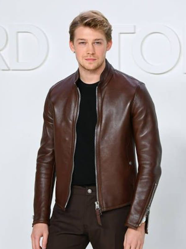 Joe Alwyn Geniune Brown Leather Jacket