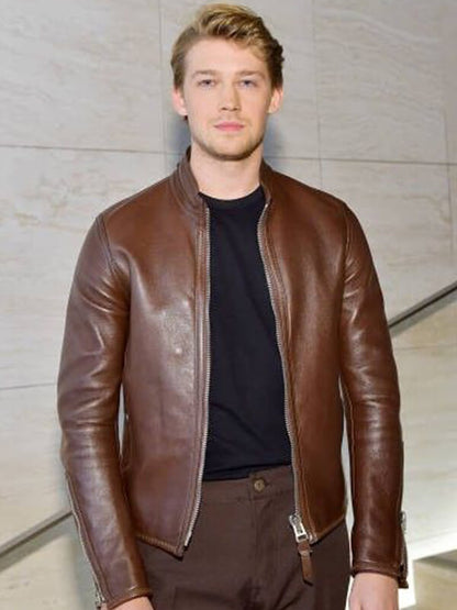 Joe Alwyn Geniune Brown Leather Jacket