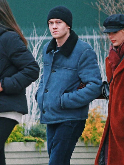 Joe Alwyn Shearling Suede Leather Jacket 