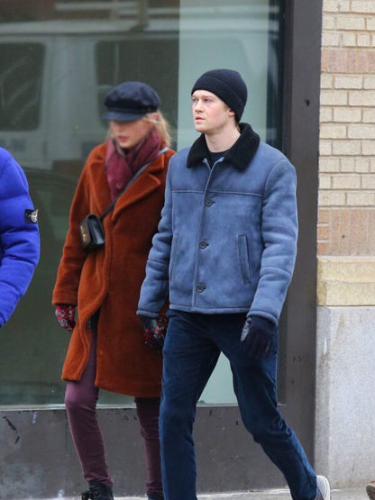 Joe Alwyn Shearling Suede Leather Jacket 