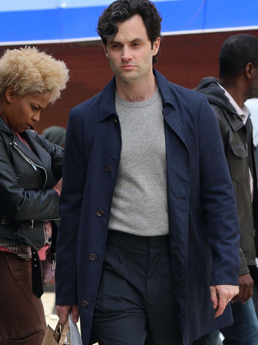 Joe Goldberg You S05 Blue Wool Coat