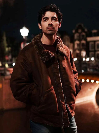 Joe Jonas A Very Jonas Christmas Movie Brown Suede Bomber Jacket