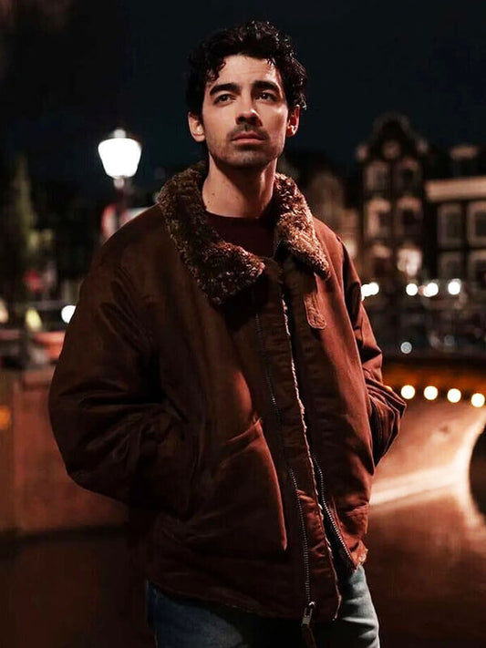 Joe Jonas A Very Jonas Christmas Movie Brown Suede Bomber Jacket