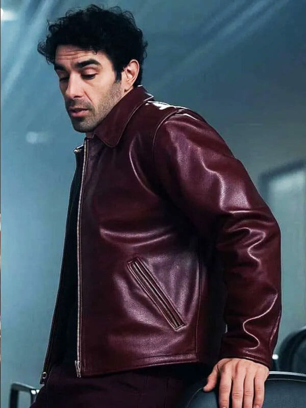 Joe Jonas A Very Jonas Christmas Movie Maroon Leather Jacket
