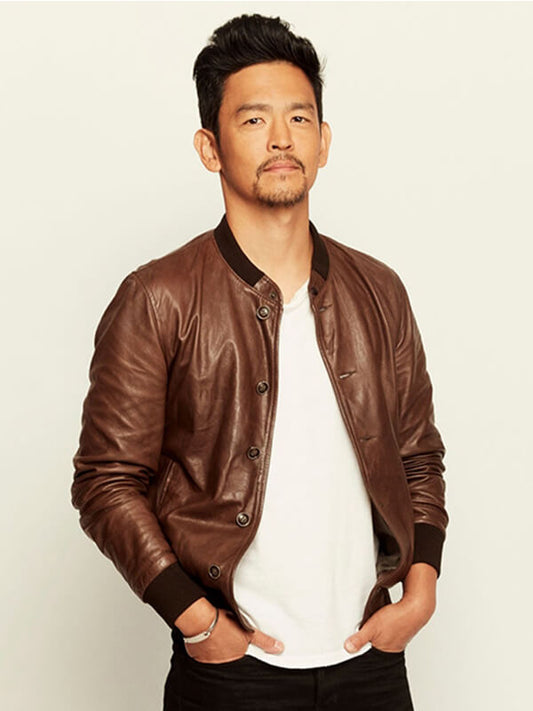 John Cho Brown Leather Jacket