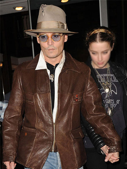 Johnny Depp Brown Leather Jacket