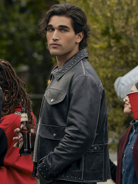 Josh Heuston Off Campus Season 01 Black Studded Jacket