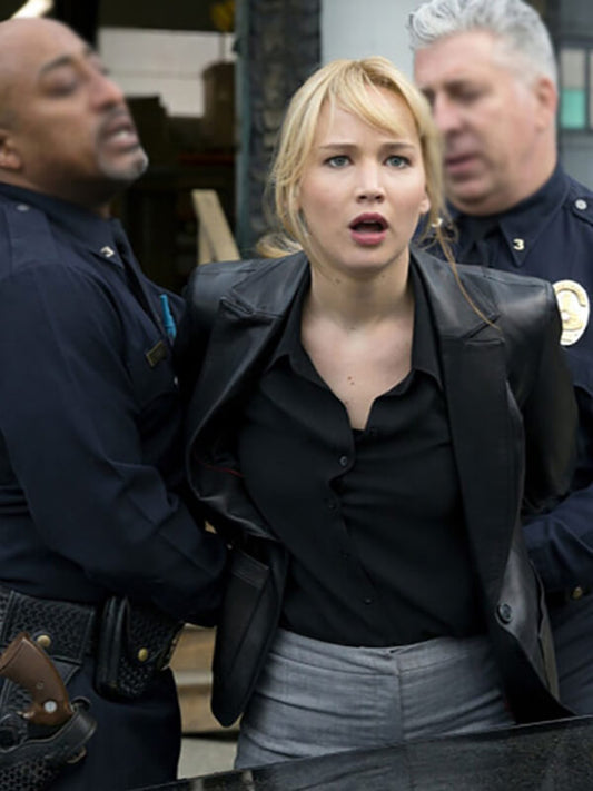 Joy 2015 Jennifer Lawrence Black Leather jacket