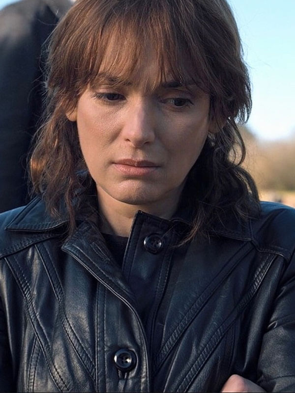 Joyce Byers Stranger things Season 01 Black Leather Car Coat
