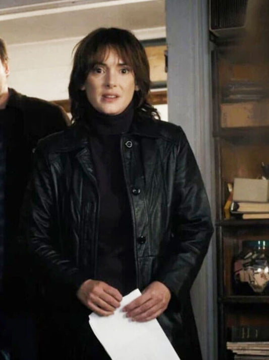 Joyce Byers Stranger things Season 01 Black Leather Car Coat