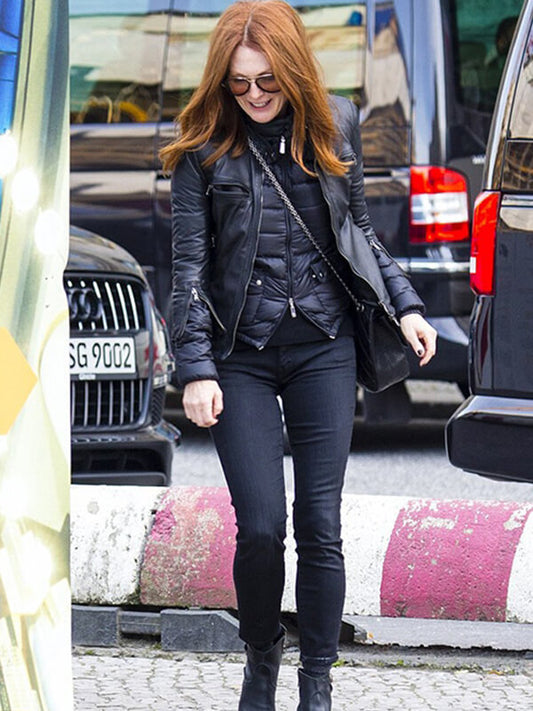 Julianne Moore Black Leather Jacket