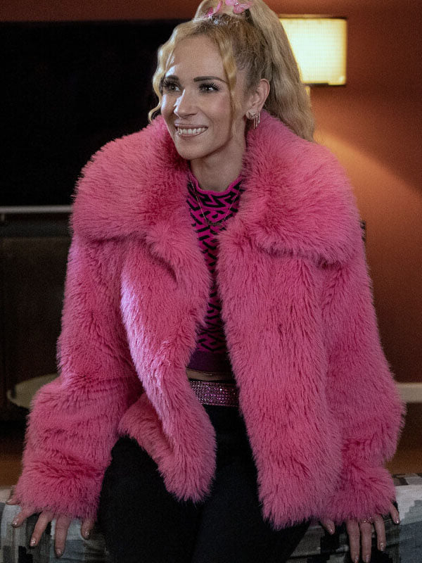 Juno Temple Ted Lasso Season 03 Pink Fur Jacket