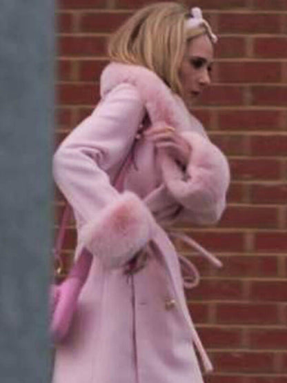 Juno Temple Ted Lasso Season 03 Pink Wool Coat