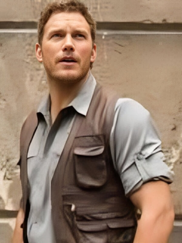  Jurassic World 2015 Chris Pratt Brown Leather Vest