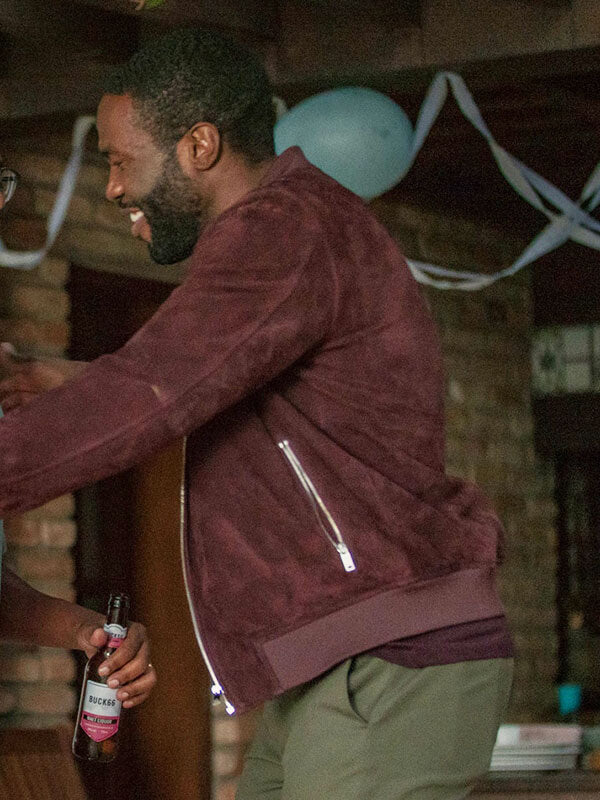 Karl Black Mirror Season 04 Red Suede Bomber Jacket