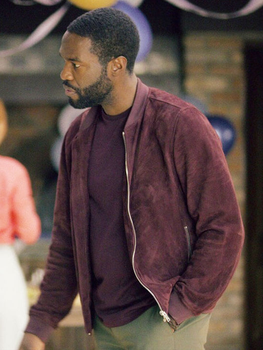 Karl Black Mirror Season 04 Red Suede Bomber Jacket